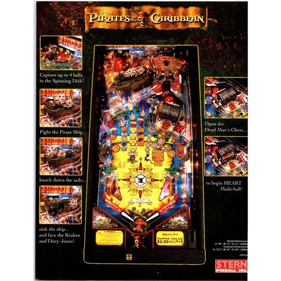 Stern Pirates of the Caribbean Pinball Machine FLYER Original Artwork Promo - Picture 2 of 2